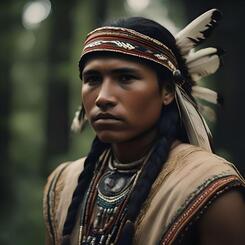 Picture of Native American Indian man wearing traditional native attire